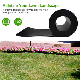 Flexible Doniks HDPE edging bends to follow curved lawn outlines.
