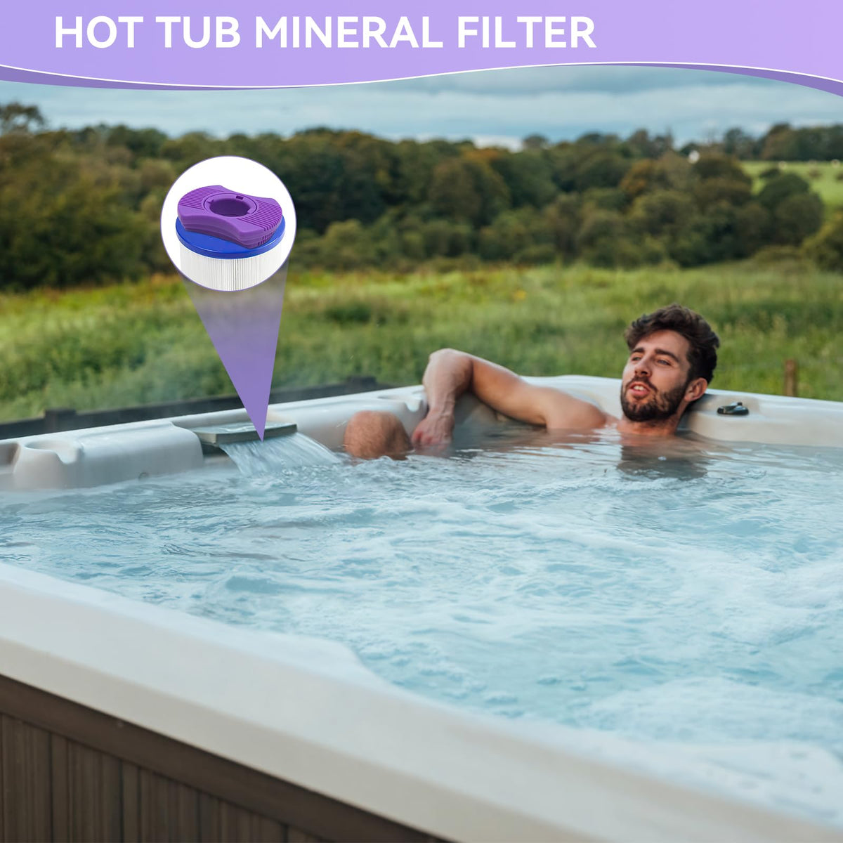 DONJOP purple filter for Vision cartridge enhances skin-friendly spa water.