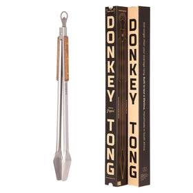 Donkey Long Tong 27-inch grill tong on the grill keeps you safely away from flames