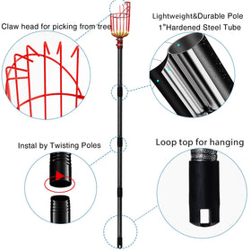 DonSail sturdy stainless steel pole provides durable reach during harvest.