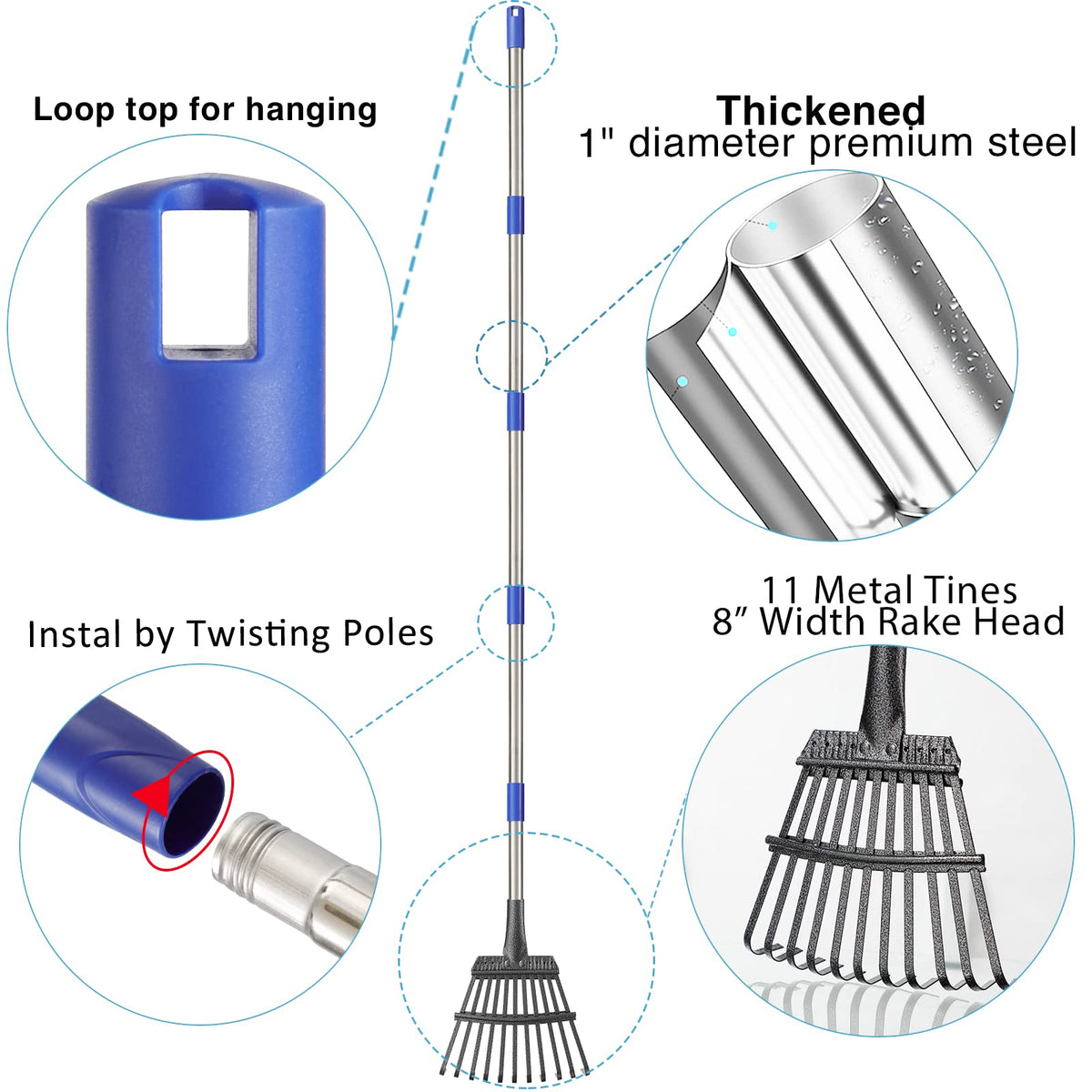 Donsail leaf rake cleans leaves under hedges and flower beds efficiently.