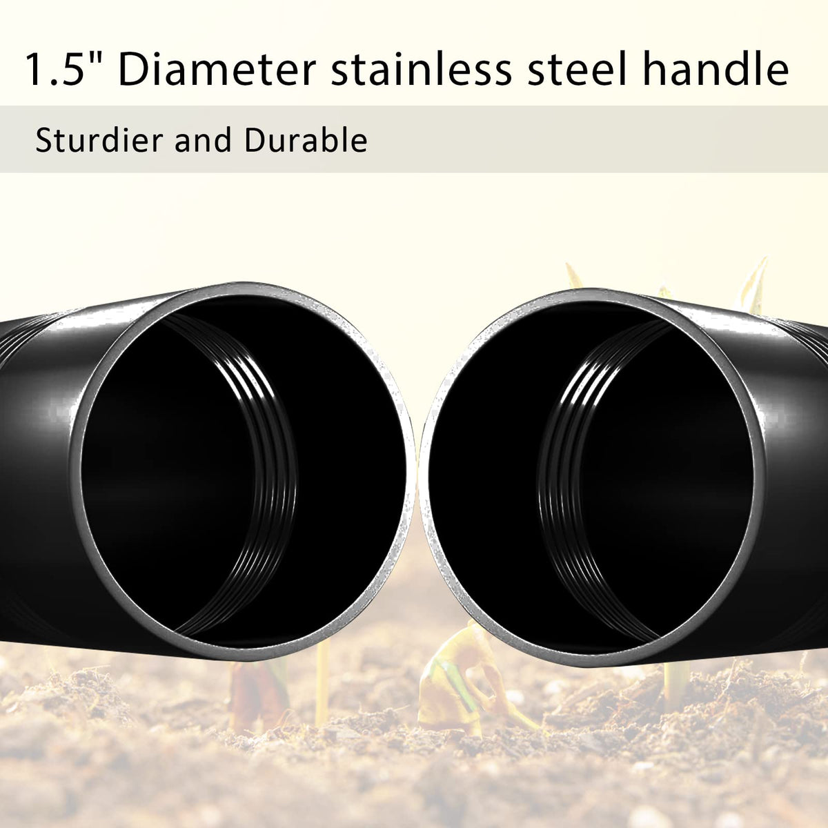 DonSail stainless steel hoe packaging highlights easy setup and durable build.
