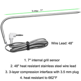Donsiqizz 7-inch internal sensor probe for precise temperature readings.