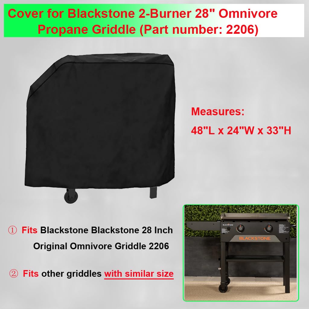DONSIQIZZ waterproof outer fabric shields the 28 inch griddle from moisture.