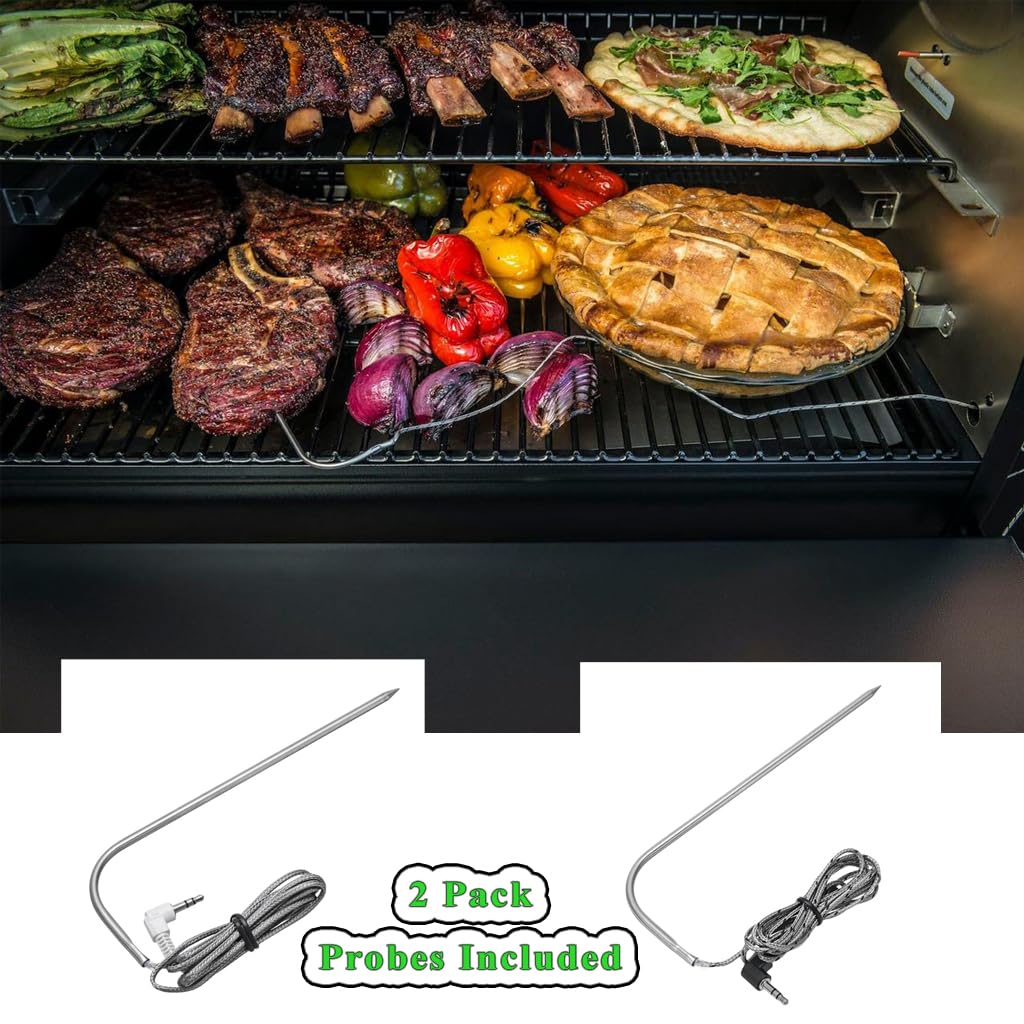 Donsiqizz meat probe in action inside a Traeger grill, preserving heat.