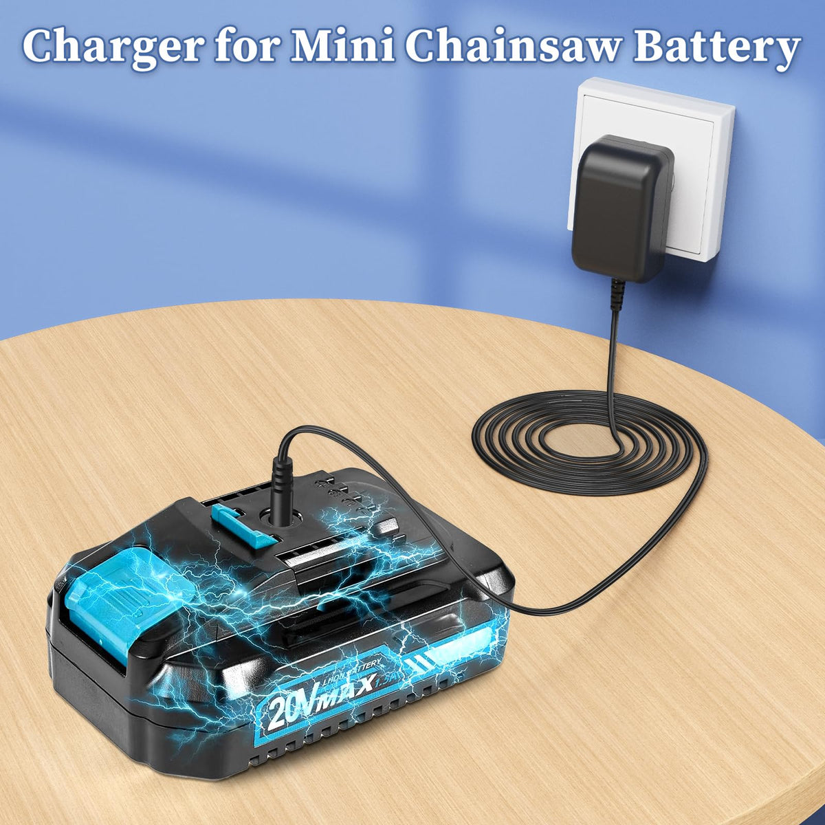 DONYOIE Saker Mini Charger plugged into outlet for quick charging.