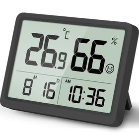 DOOMAY digital room thermometer and humidity monitor — front view with clear readings