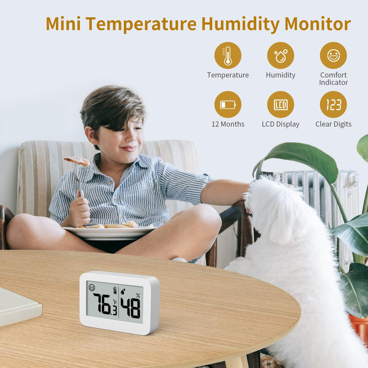 DOOMAY mini hygrometer side view shows compact form for tight spaces