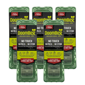 DoomBox green enclosed mouse trap in packaging showing safe, multi-pack design