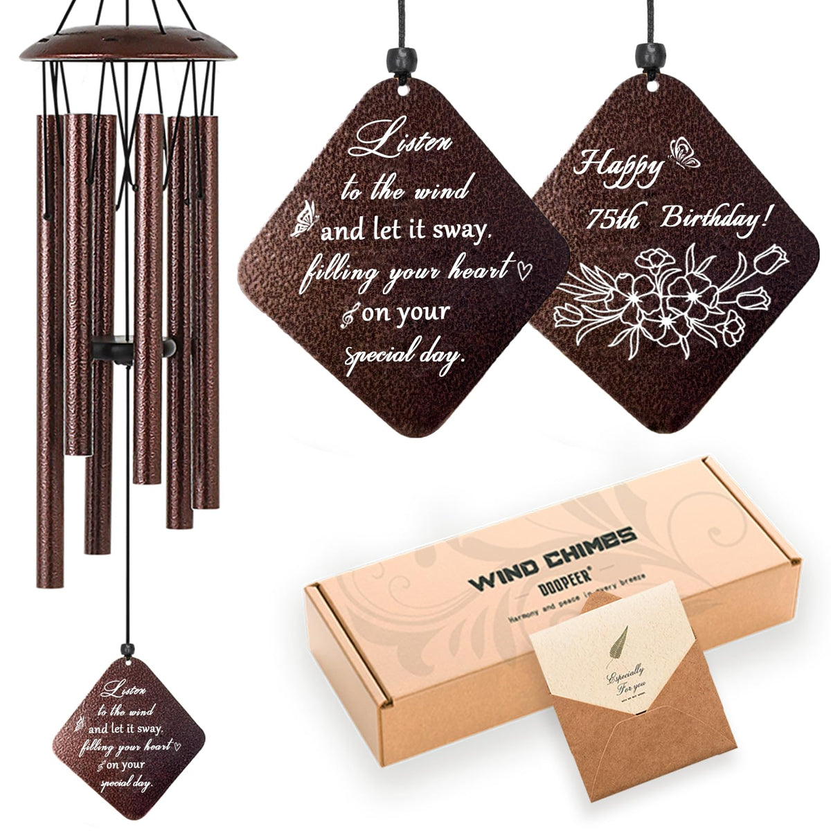 Doopeer 75th birthday wind chime in bronze boosts outdoor ambiance
