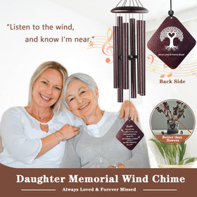 Doopeer daughter sympathy wind chime with comforting texts for a grieving family.