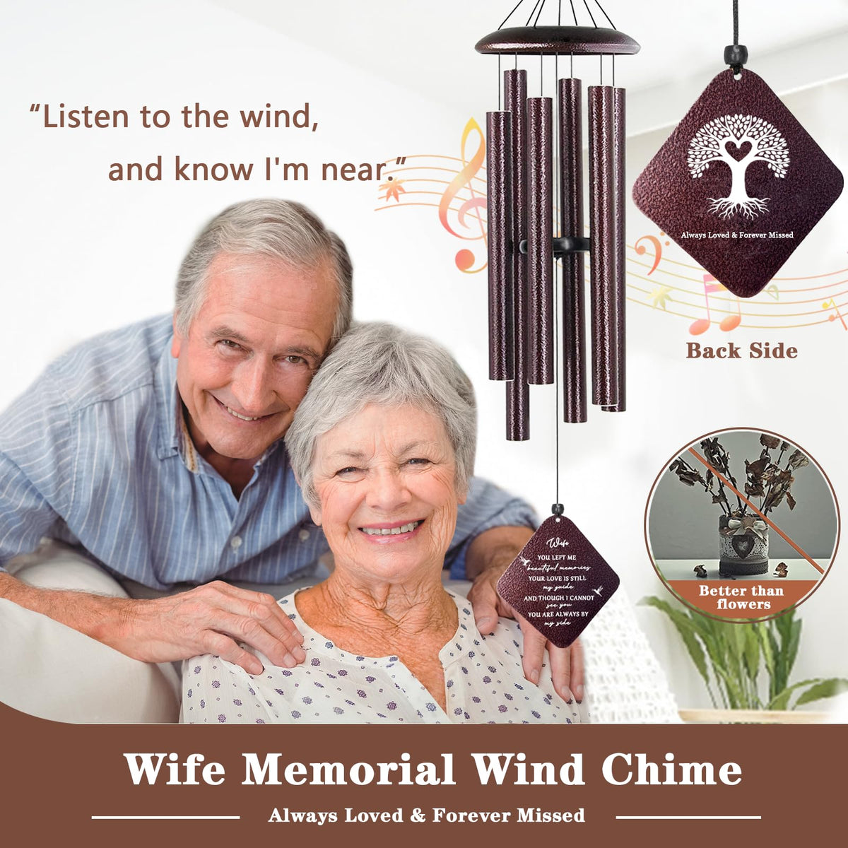 Doopeer memorial wind chime with 6 tubes creates soothing outdoor melody