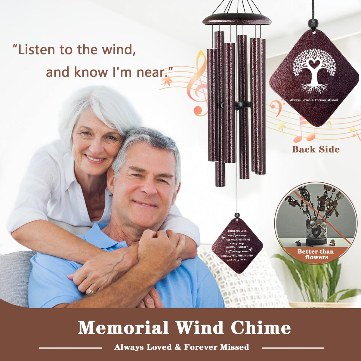 Doopeer memorial wind chime with six tubes delivers gentle, tunable tones