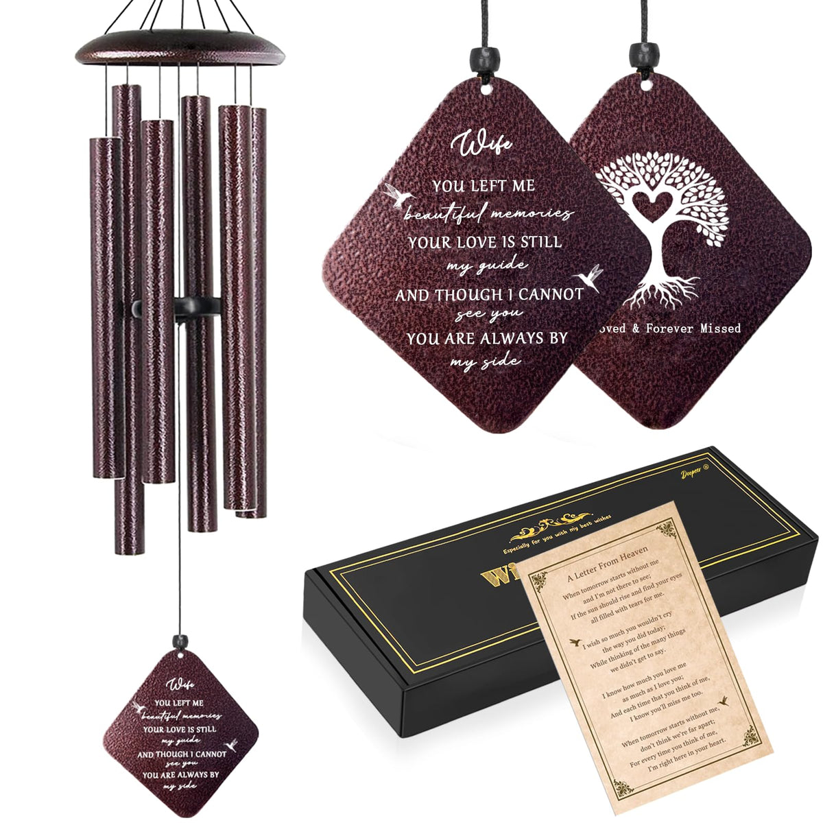 Doopeer sympathy wind chime 32-inch bronze adds enduring memorial to any porch