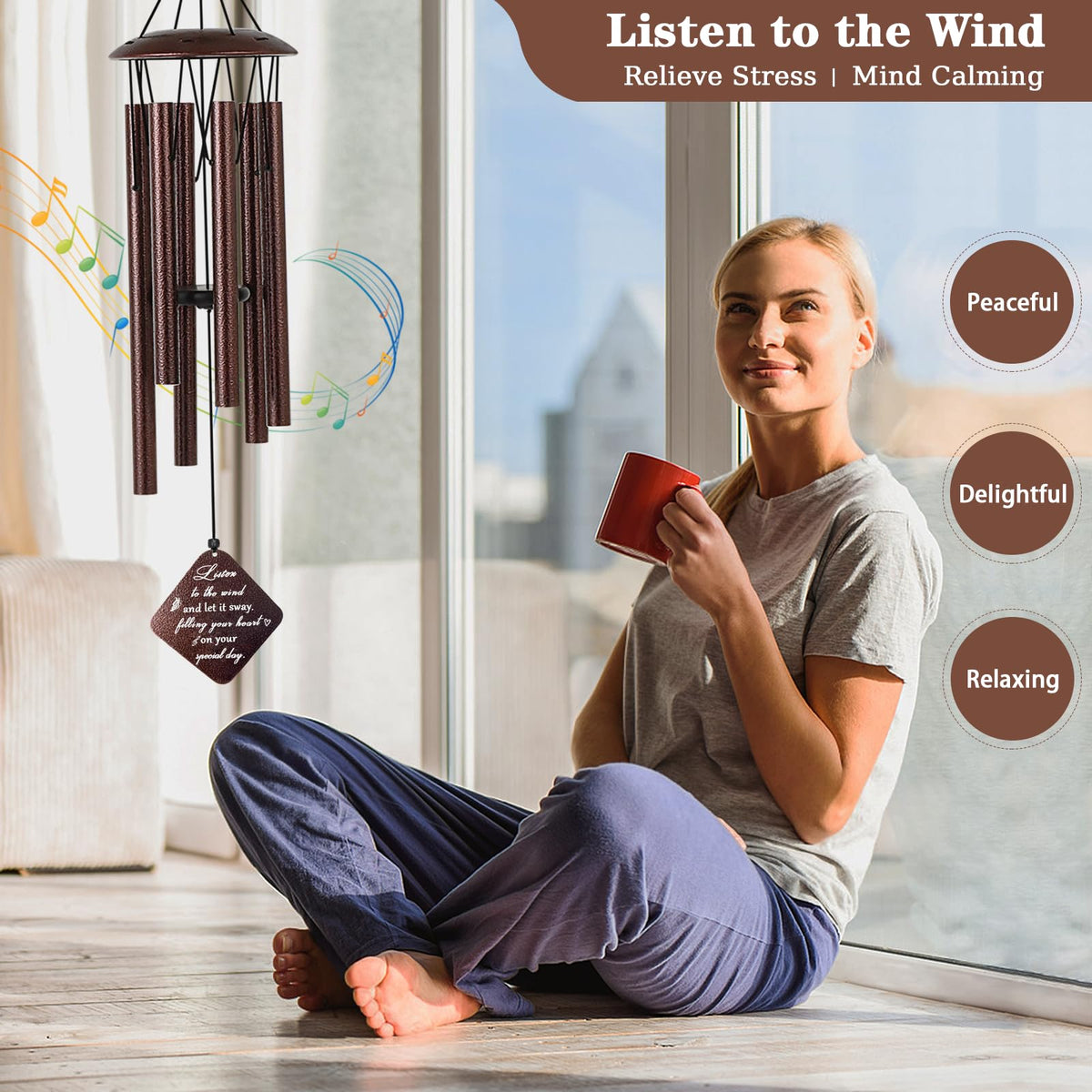Doopeer wind chime pendant features blessing text for a meaningful gift