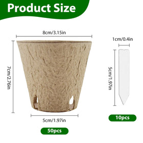 DOOPP biodegradable seed starter pots, 50-pack, ideal for eco-friendly indoor and outdoor gardening.