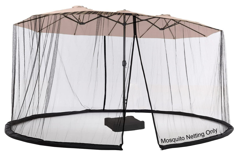 DOOSARG patio umbrella mosquito netting for 15ft doublesided keeps insects out while you dine.