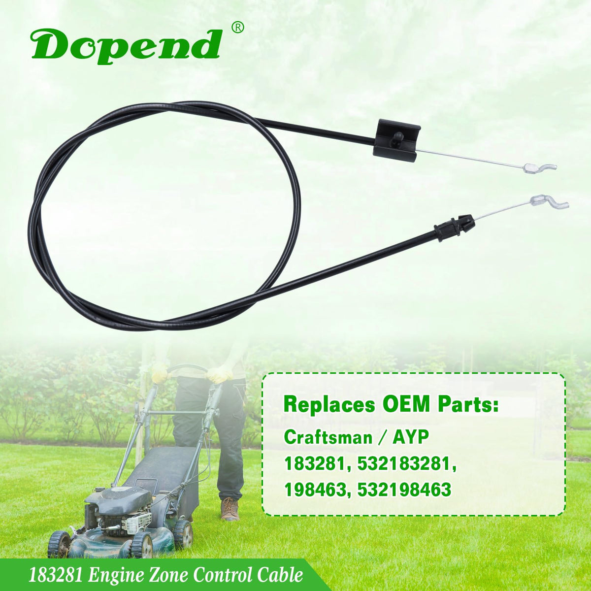 Dopend 53-1-2 inch cable length, supports smooth throttle control.
