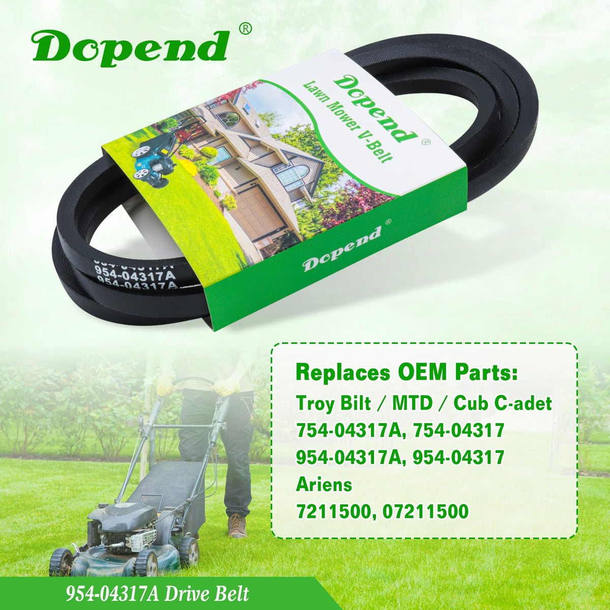 Dopend 954-04317A drive belt for ZT1 50 compatibility on Cub Cadet