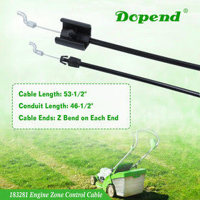Dopend 46-1/2 inch conduit length, flexible routing for lawn mower installs.