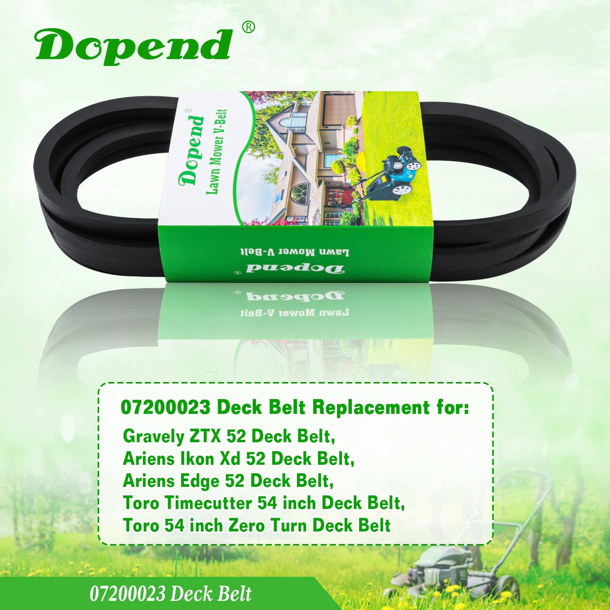 Dopend deck belt for Ariens Edge 52, promotes steady mowing performance.
