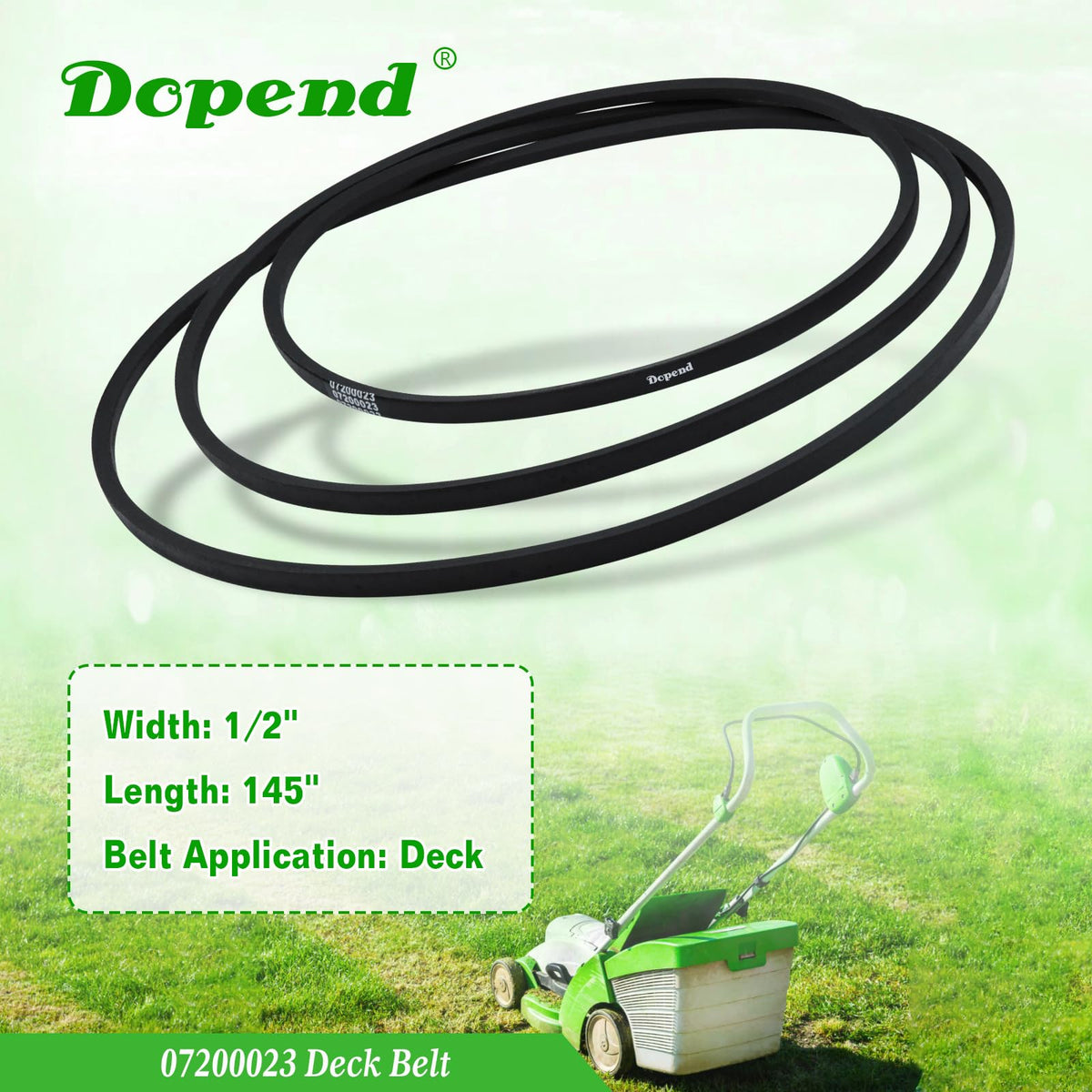 Dopend deck belt for Gravely ZTX 52, helps maintain belt alignment.