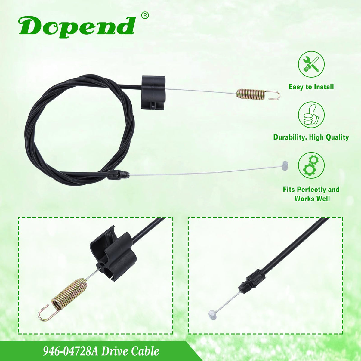 Dopend drive cable for self-propelled mowers ensuring reliable drive action