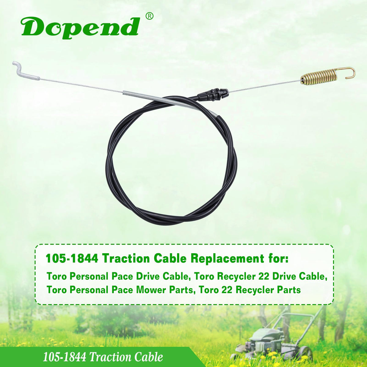 Dopend Toro Recycler 22 drive cable fit shows precise compatibility for seamless mower operation.