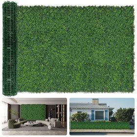 DOPGIB artificial boxwood roll unfolded for instant privacy and greenery