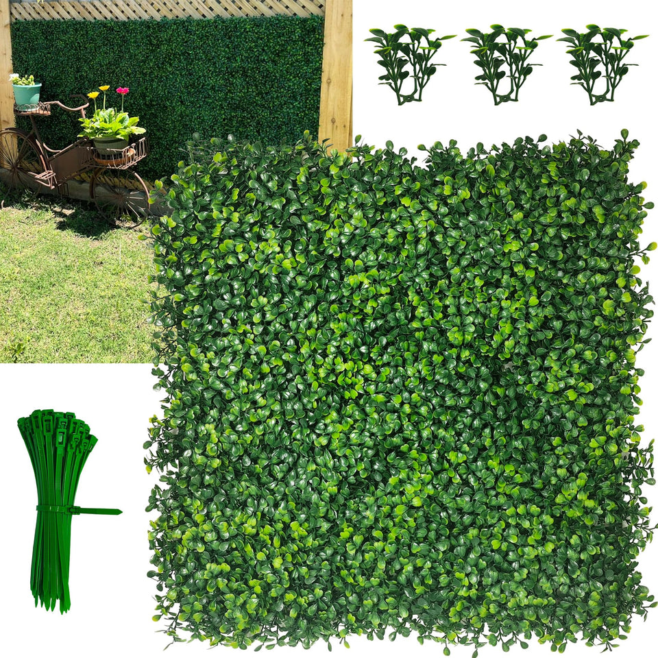 DOPGIB artificial grass wall panel 10x10 with 3D leaves for privacy and decor.