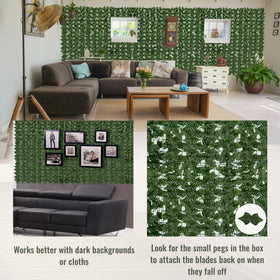 DOPGIB indoor ivy panel creates a green backdrop for living rooms and offices.