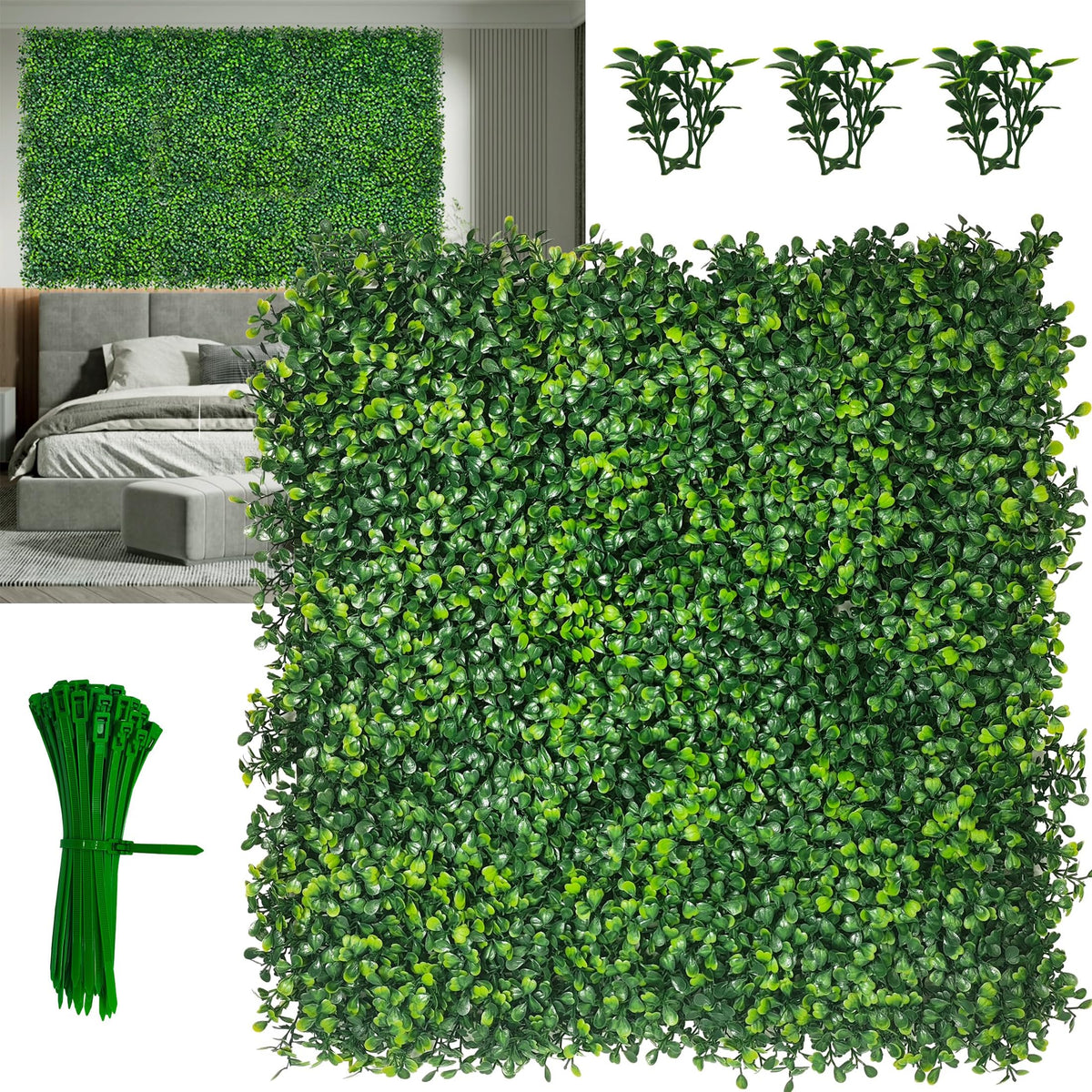 DOPGIB boxwood wall panel 10x10 inch ideal for privacy and lush decor.