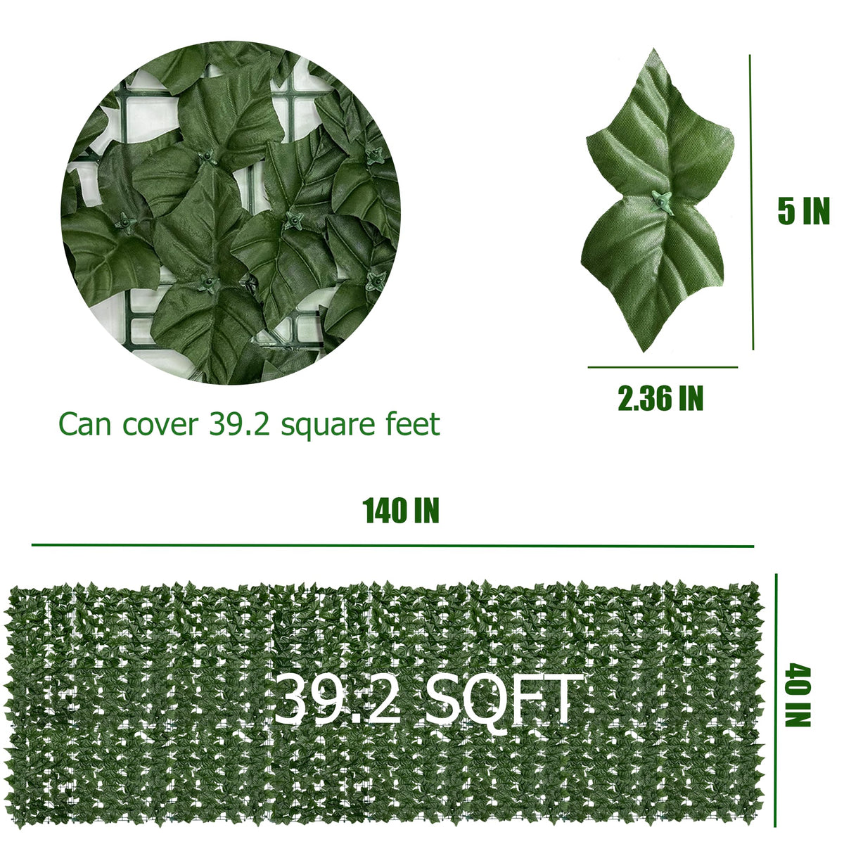 DOPGIB faux ivy wall panel close-up highlighting UV resistance for year-round privacy.