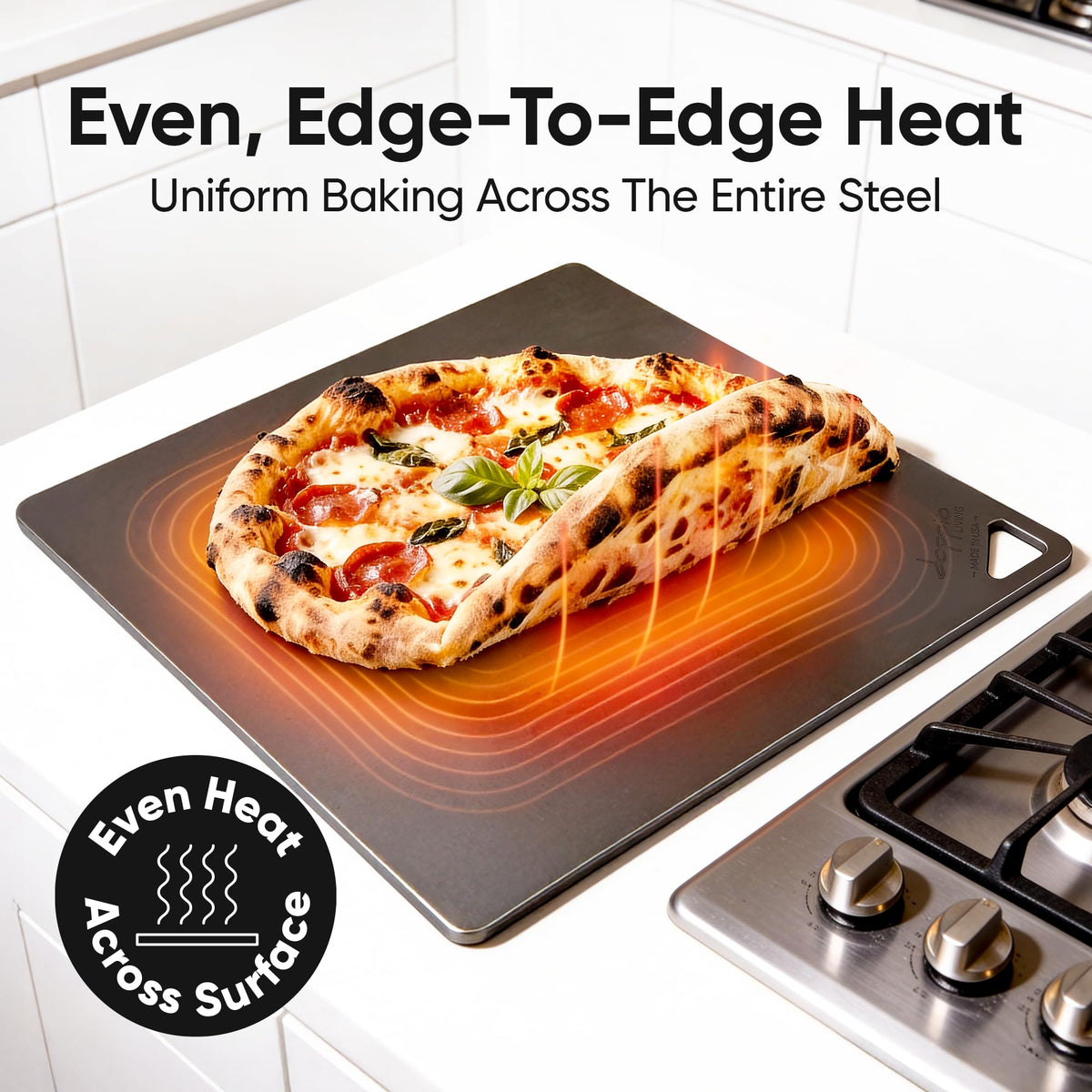 Doppio Living calzones baked on steel with even browning