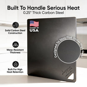 Doppio Living pizza steel on barbecue for high-heat cooking