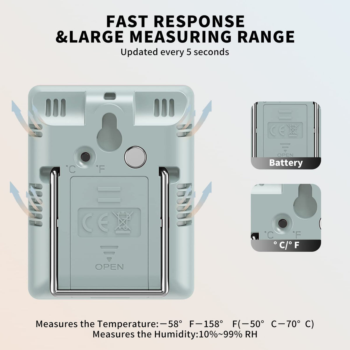 DOQAUS unit switches between Celsius and Fahrenheit for convenience
