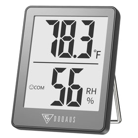 DOQAUS digital hygrometer front display shows temperature and humidity at a glance.