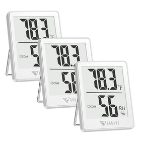 DOQAUS indoor thermometer 3-pack with clear room temperature and humidity readings.