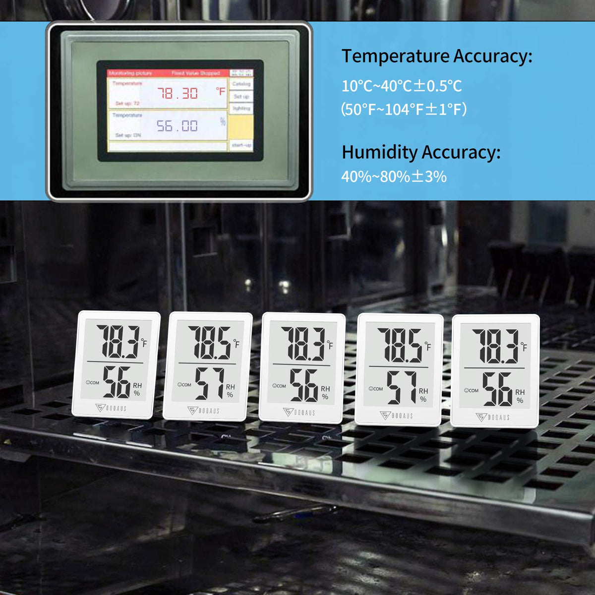 DOQAUS room temperature and humidity monitor suitable for home and office.