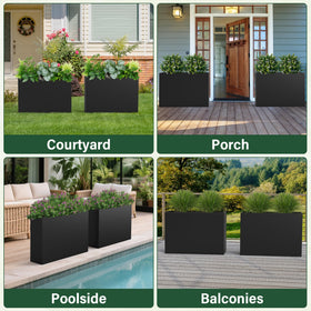 DorBuphan tall planter decor idea with greenery and shrubs