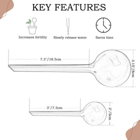 Dorphy automatic watering bulbs attached to hanging plants sustain root hydration when you're away.