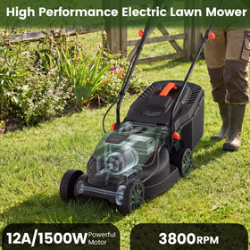 DORTALA mower shows the 9.3 gallon grass collection box for tidy lawns.