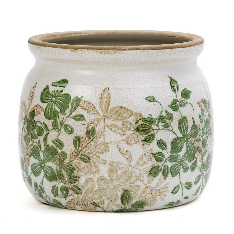 Dosayes vintage ice crack glaze flower pot close-up for indoor decor.