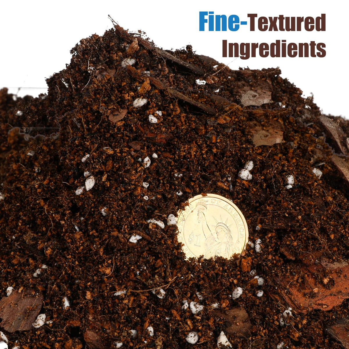 Doter Blueberry Soil Mix enriched with organic matter improves soil structure and moisture retention.