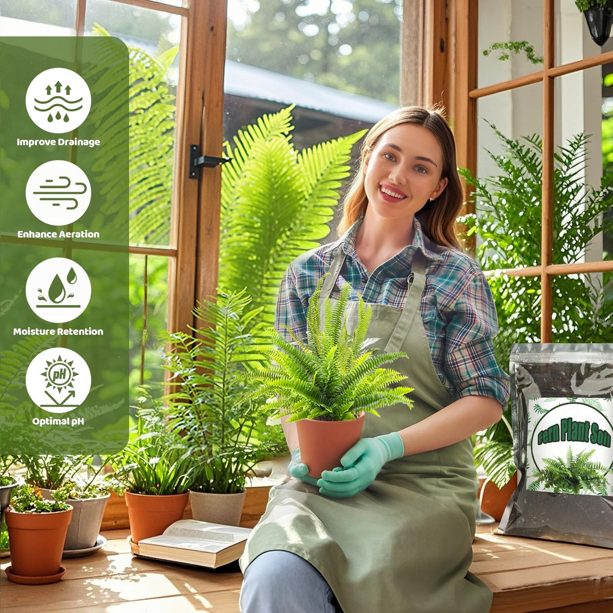 Long-lasting moisture retention helps reduce watering for fern pots