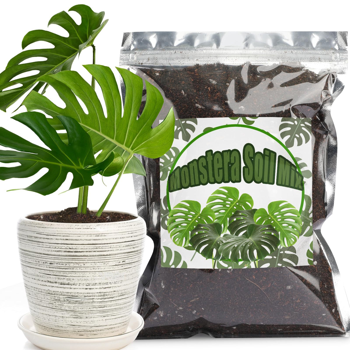 Doter Monstera potting soil with rapid drainage supports healthy root air flow.