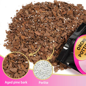 Doter orchid bark-perlite blend closeup emphasizes airy texture for roots.