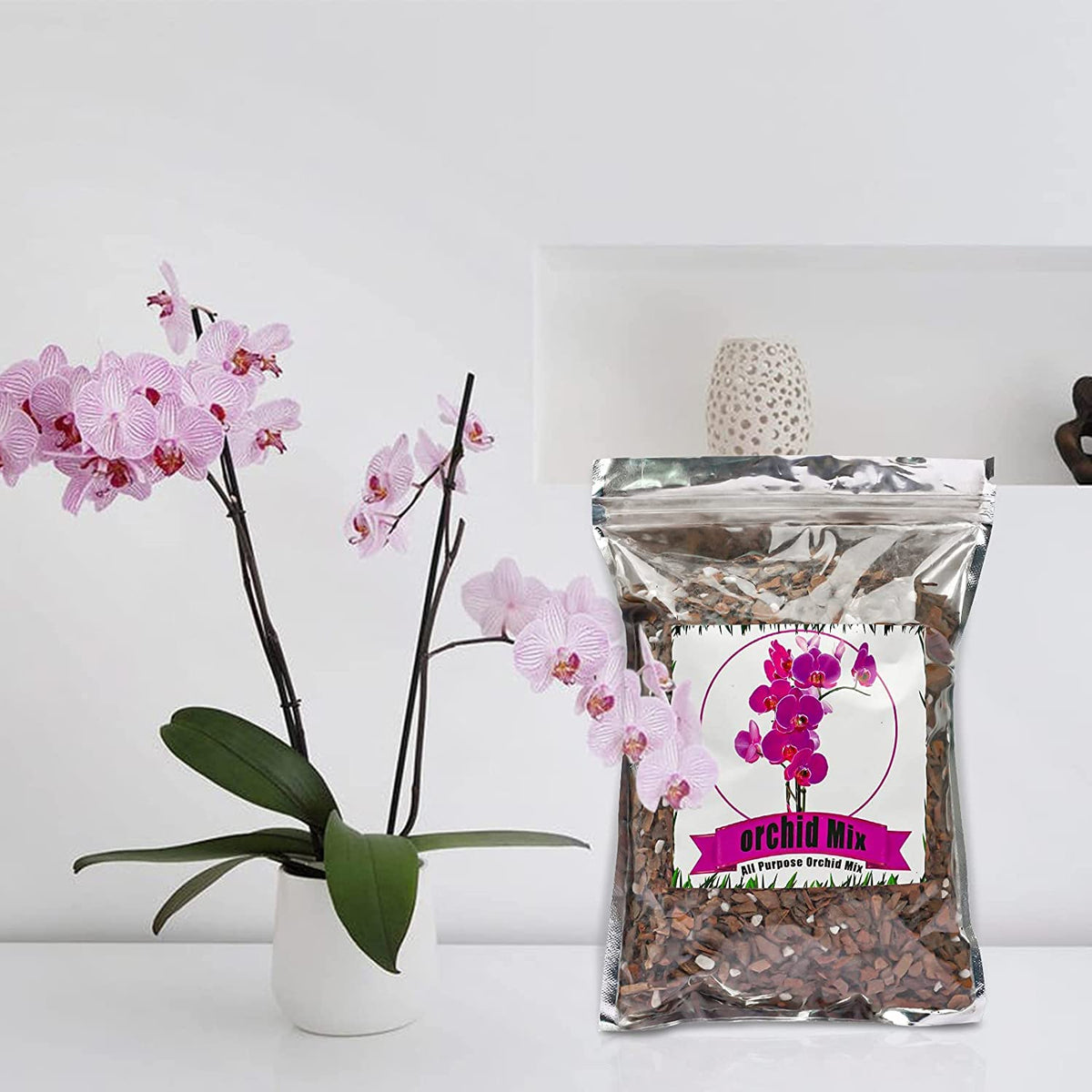 Doter orchid mix for repotting supports root health for mature plants.