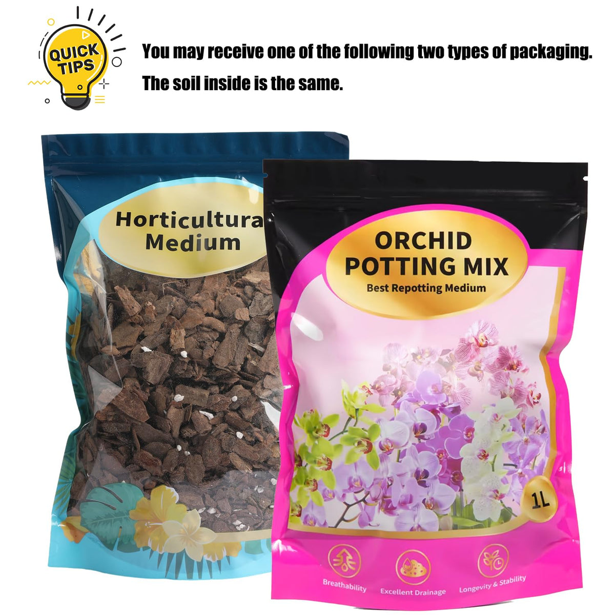 Doter orchid bark blend texture emphasizes lightweight soil ideal for pots.