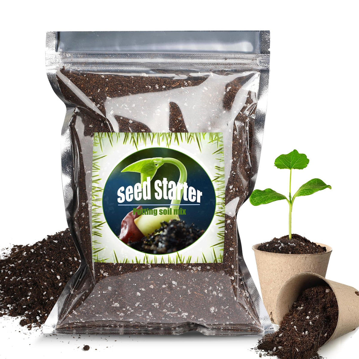 Doter Organic Seed Starter Mix 2qt bag ready for use, supporting faster germination
